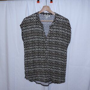 Dana Buchman Top Women Size M Brown Black Graphic V Neck Sleeveless